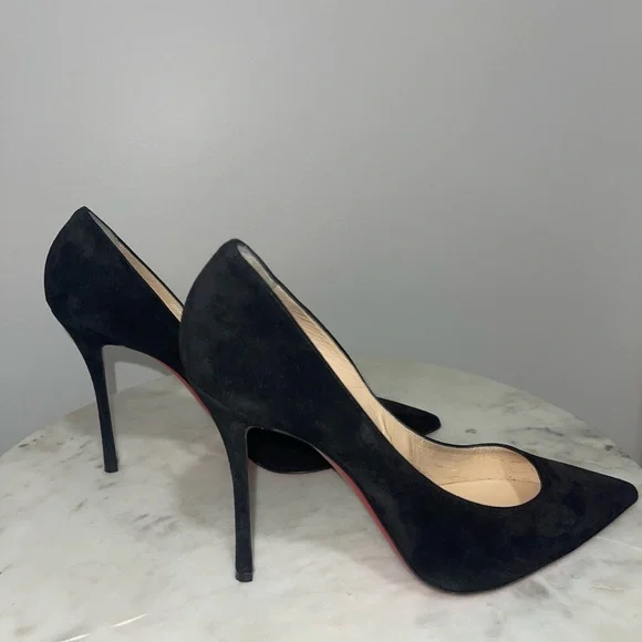 SOLD!! Christian Louboutin Pigalle Follies Suede Black Pumps, Size 41.5 EU - Picture 6 of 8